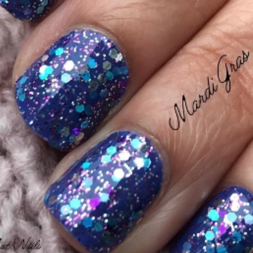 *Retired* Color Street: Mardi Gras | Blue Purple Teal Silver Glitter Party - Picture 8 of 15